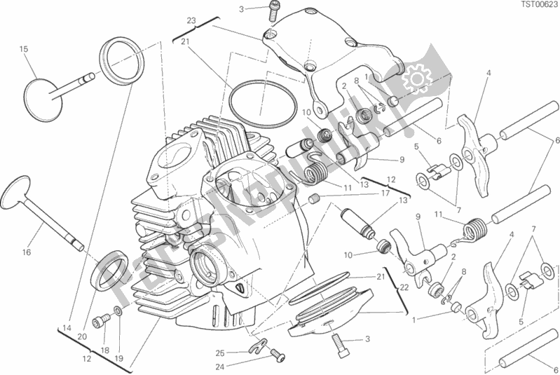 Alle onderdelen voor de Horizontale Kop van de Ducati Scrambler 1100 PRO 2020